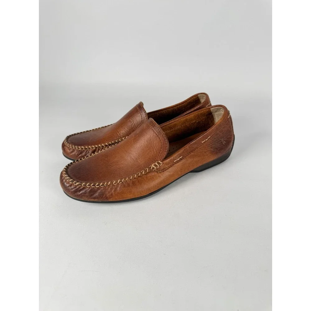 Frye Lewis Venetian Cognac Leather Loafers Mens 9.5 Driving Shoes 3480259-COG‎